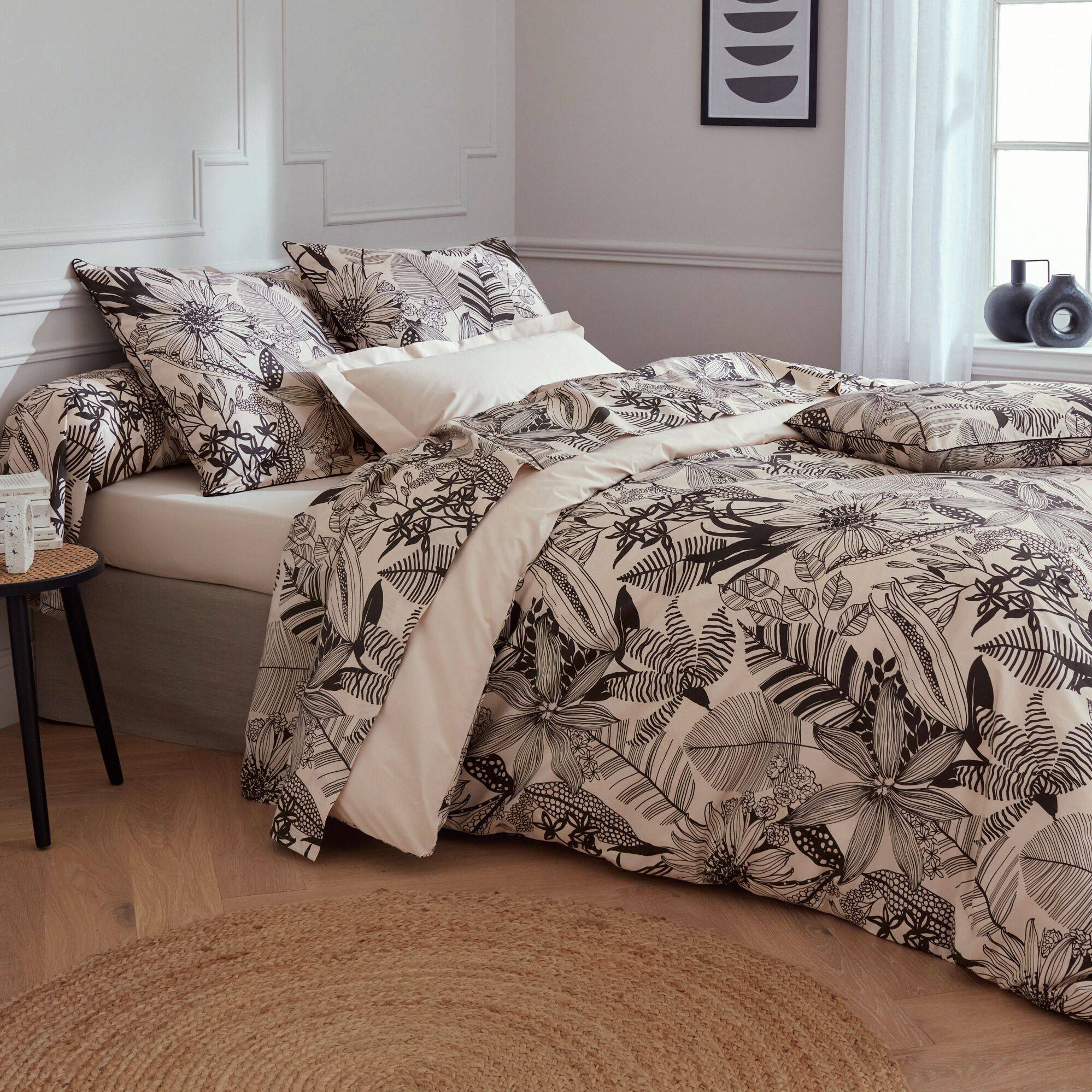 Taie de traversin percale Alba noir TRADILINGE - 86 x 200 cm