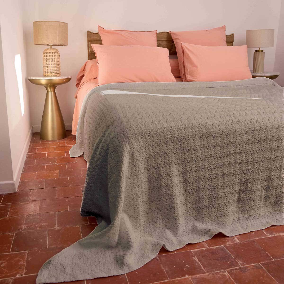 Dessus de lit coton stone-washed Bari TOISON D'OR - Dune - 230 x 250 cm