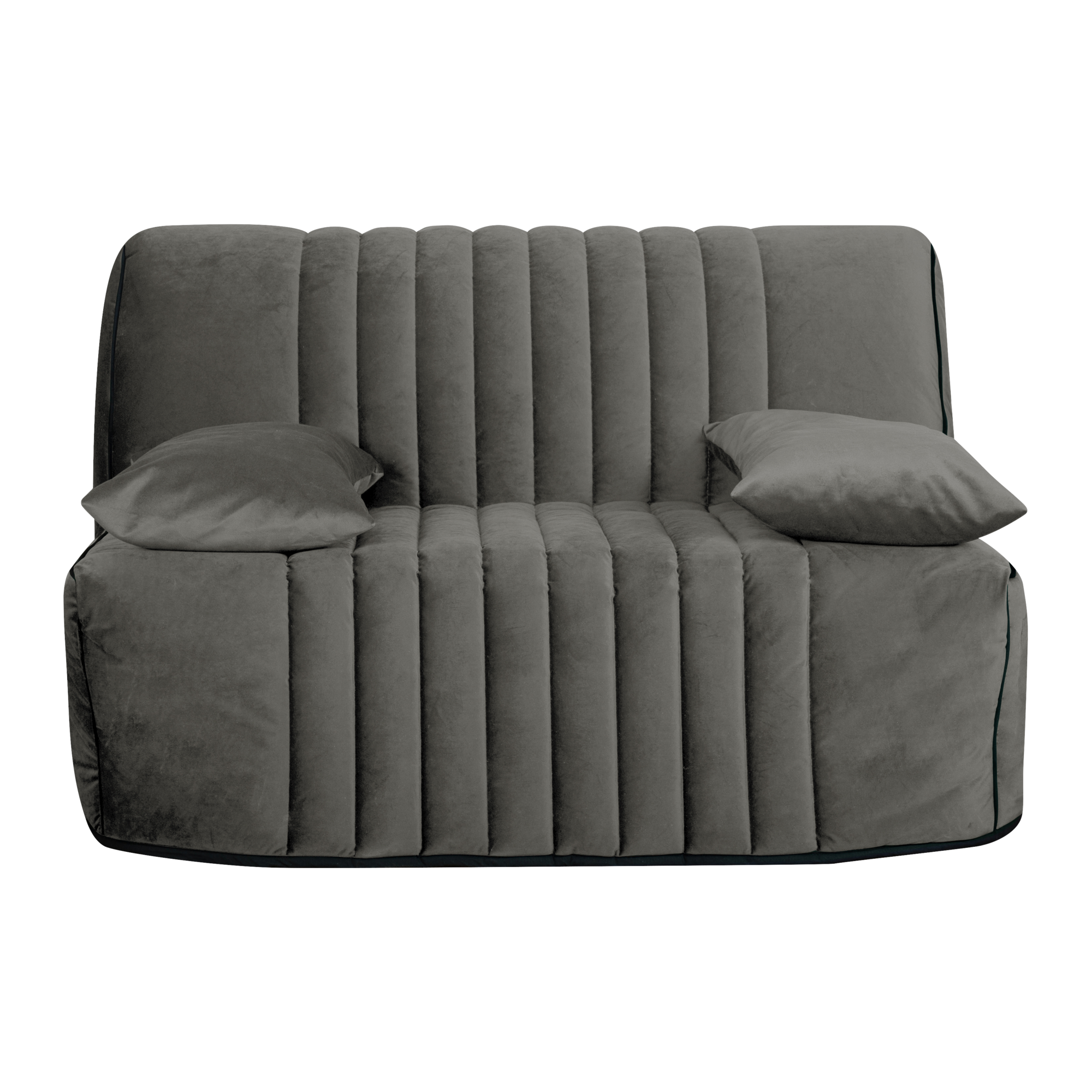 Canapé BZ velours matelas 15 cm Oriane - Gris Clair - Matelas mousse HR