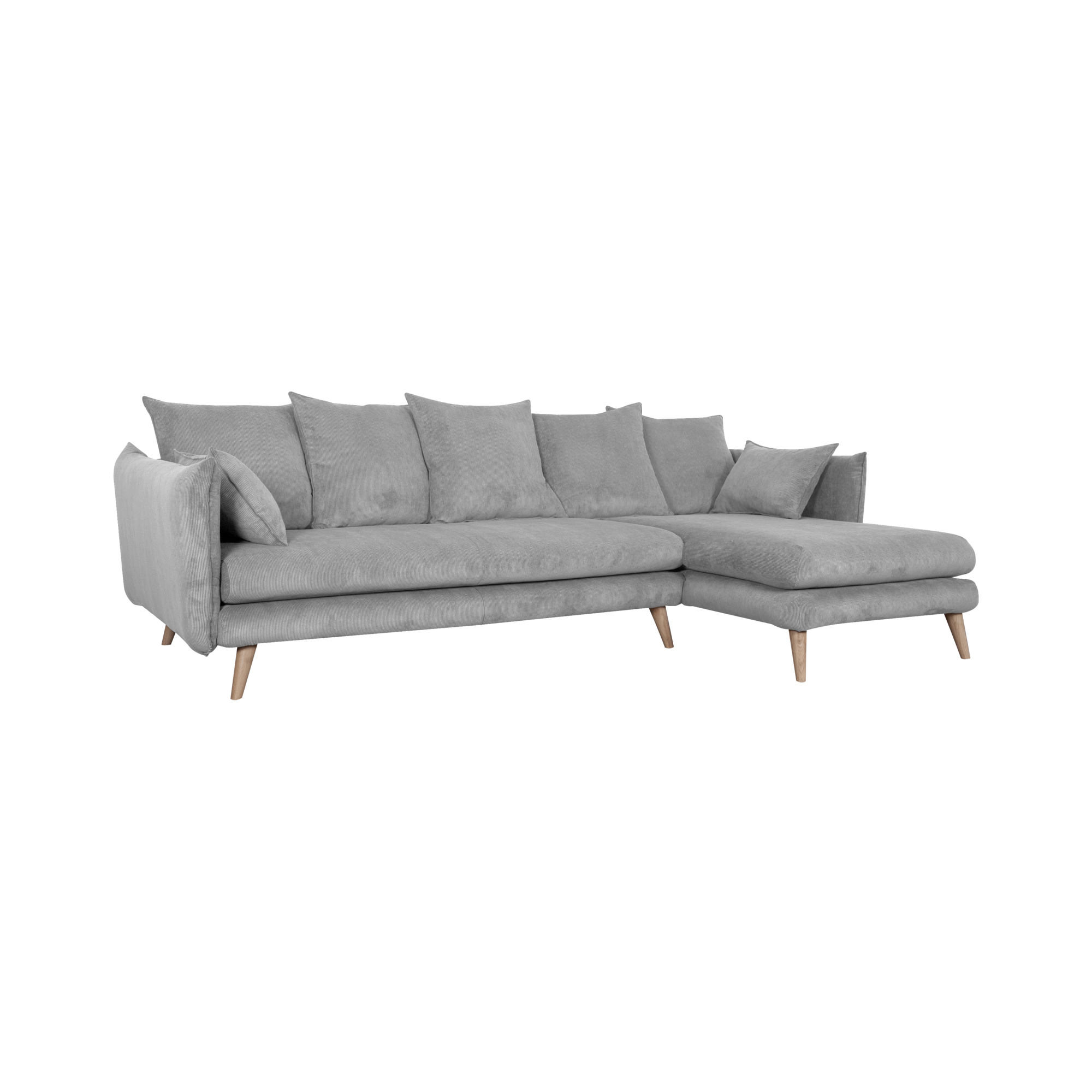 Canapé d'angle velours côtelé Orion - Gris - Canapé angle droit