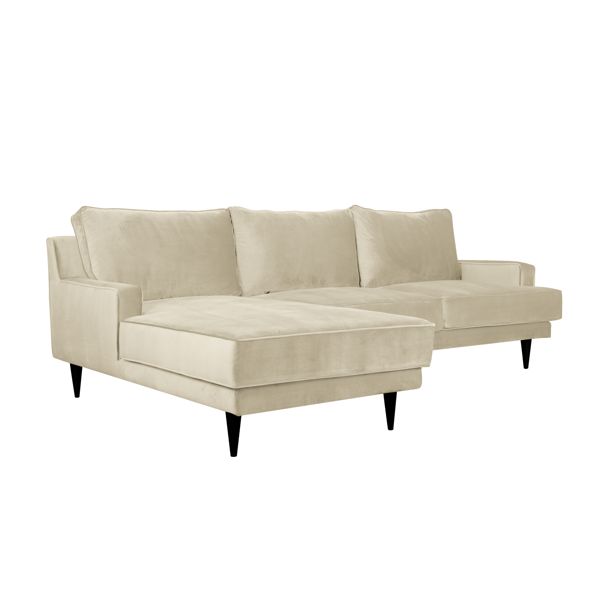 Canapé d'angle velours Oscar - Ecru - Canapé angle gauche