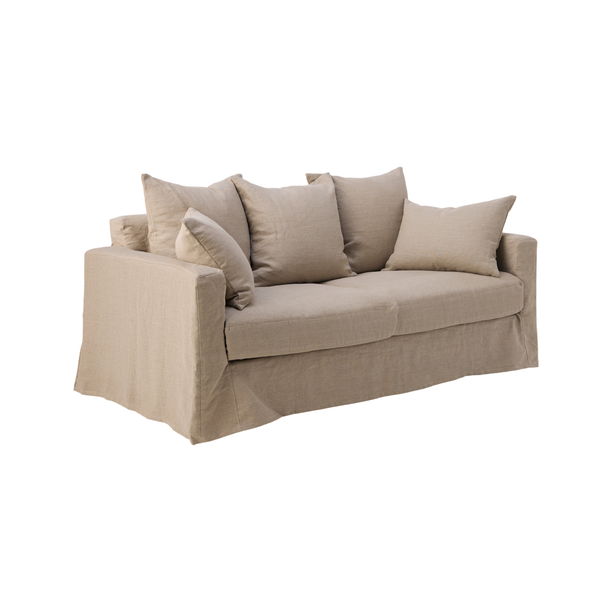 Canapé lin déhoussable Moëze - Naturel - 2 places