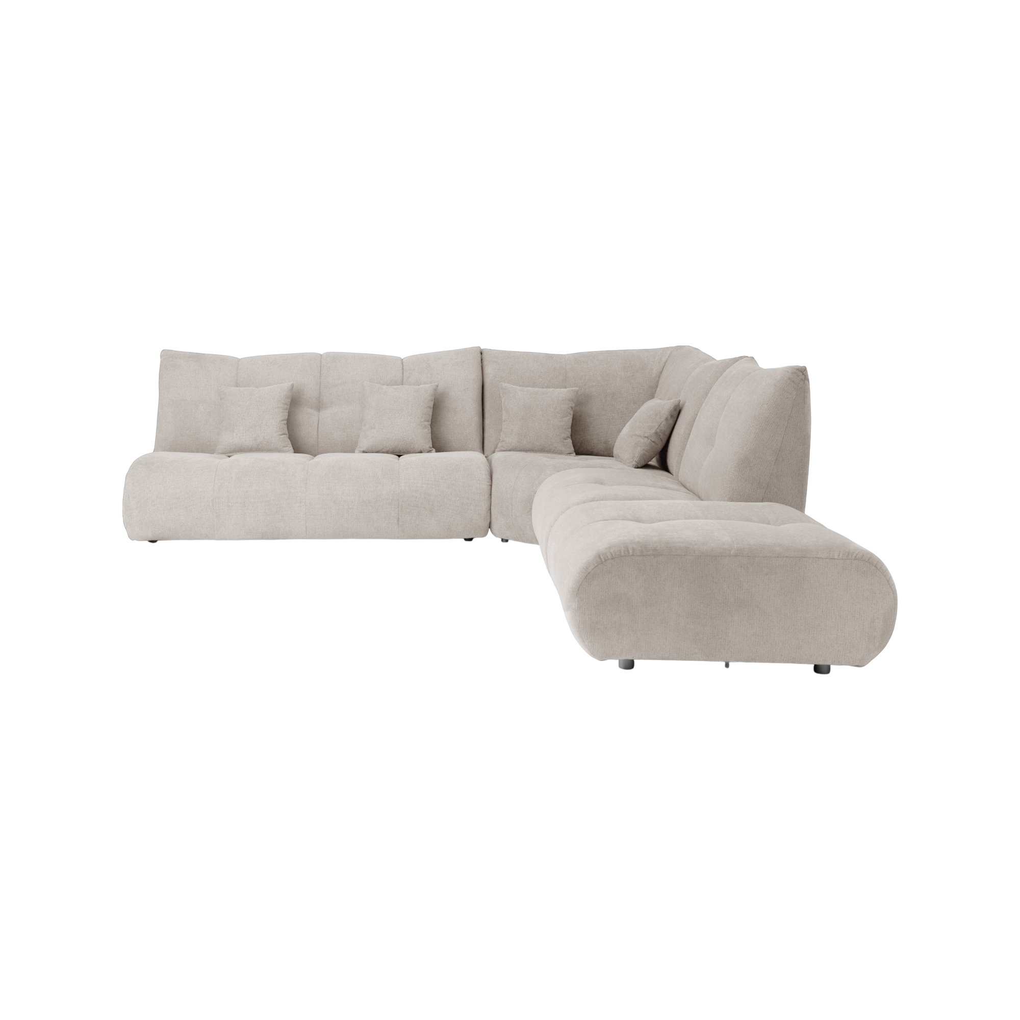 Canapé d'angle modulable tissu avec pouf Benny - Naturel