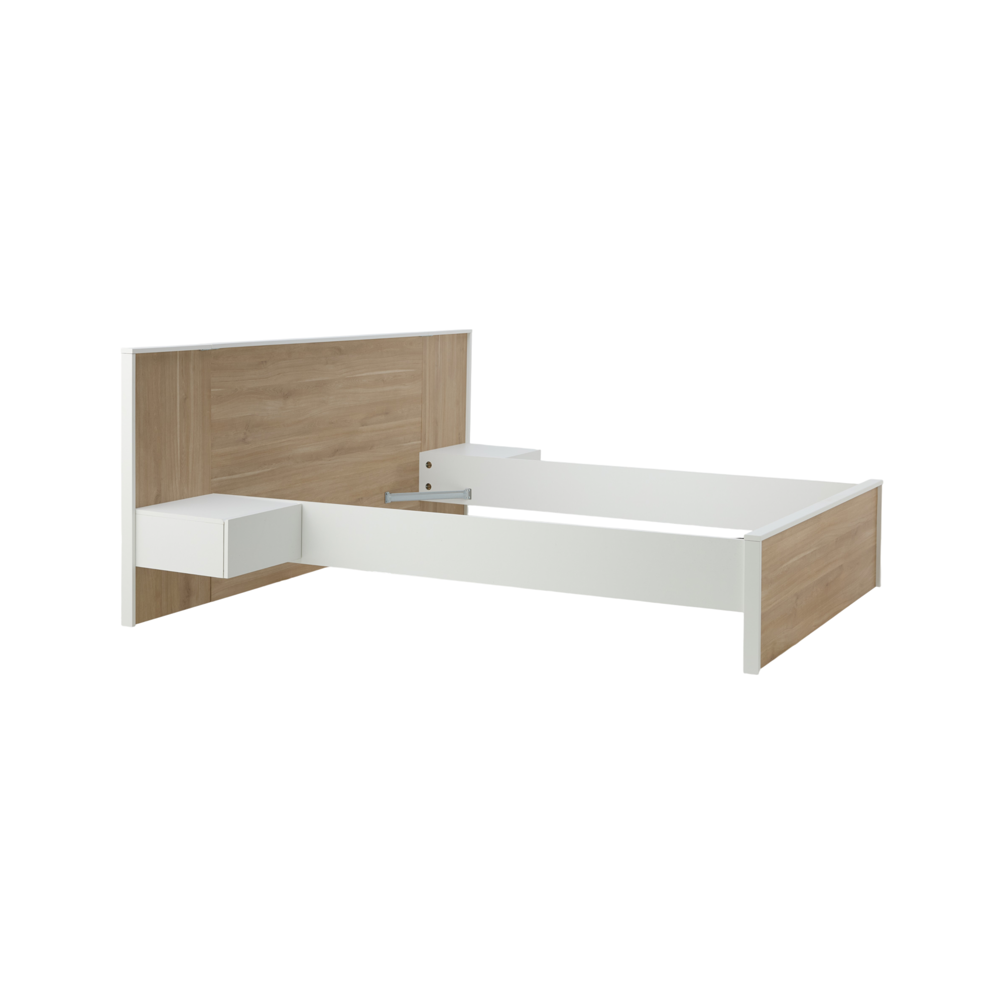 Lit avec chevets intégrés et tiroir en option décor bois Palerme CAMIF - 140 x 190/200 cm