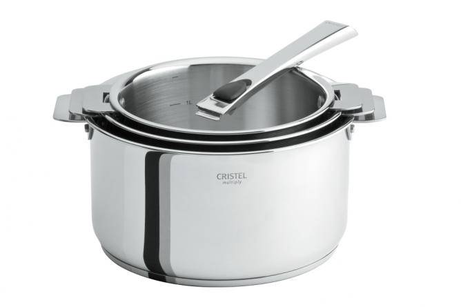 Set 3 casseroles 16/18/20 cm Casteline Amovible avec poignée inox CRISTEL
