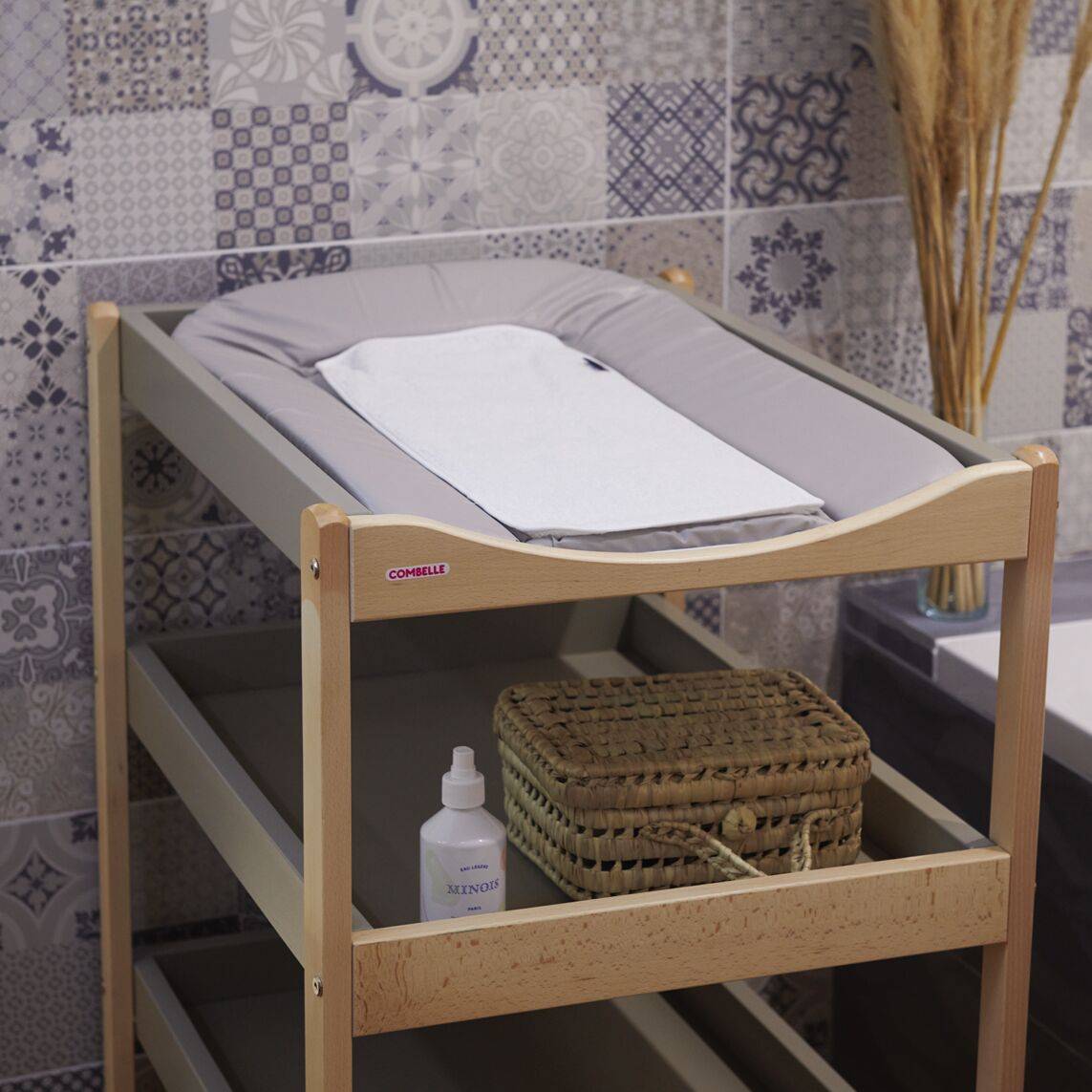 Matelas à langer PVC gris + 2 éponges blanches CANDIDE - 45 x 71 cm