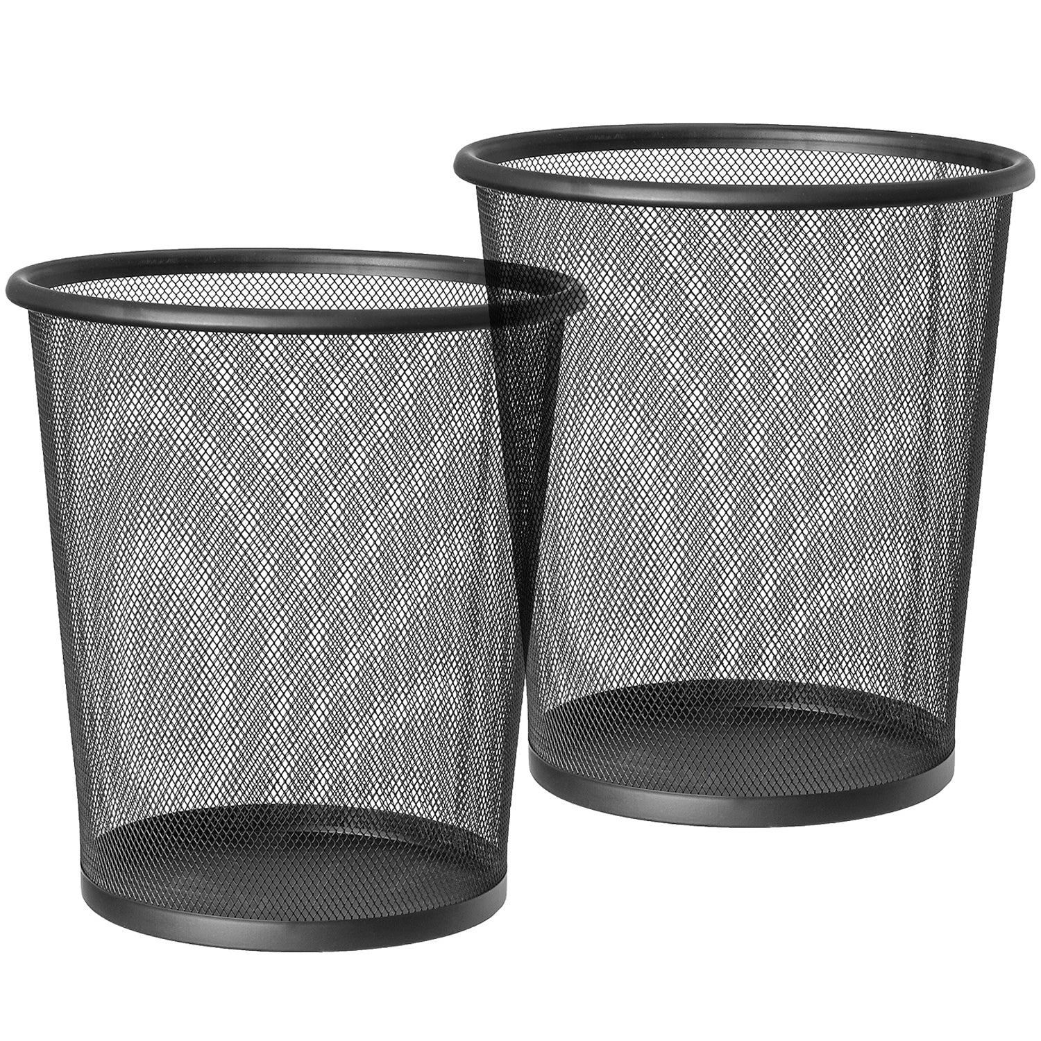 art moon Mesh - Lot de 2 Poubelles à Papier 12L, Poubelle de Bureau en Métal Tressé, Corbeille à Papier Design Moderne, Anticorrosion, Noir