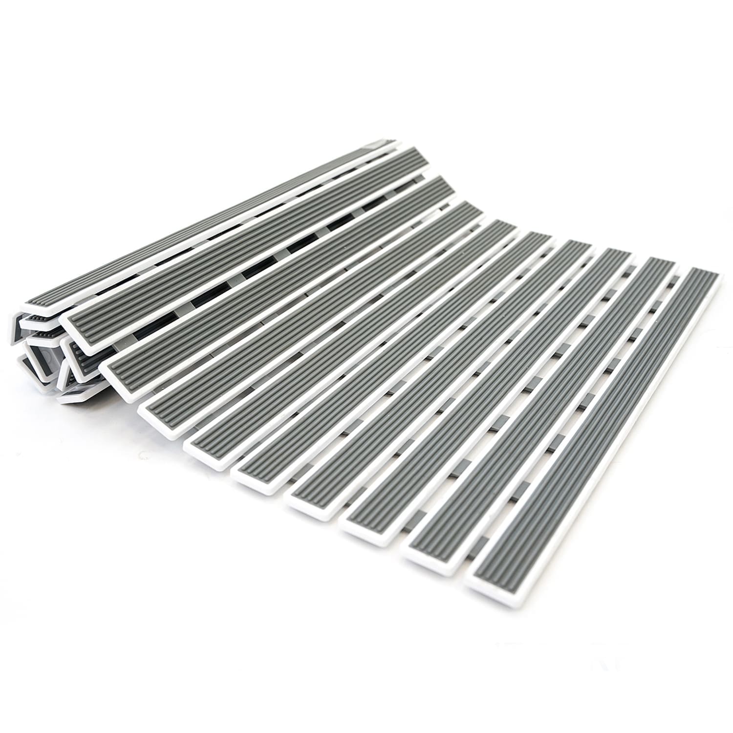 Tatkraft Bond - Caillebotis Douche, Tapis de Douche Antidérapant Senior, Tapis de Baignoire Antidérapant, 62x40cm, Gris et Blanc