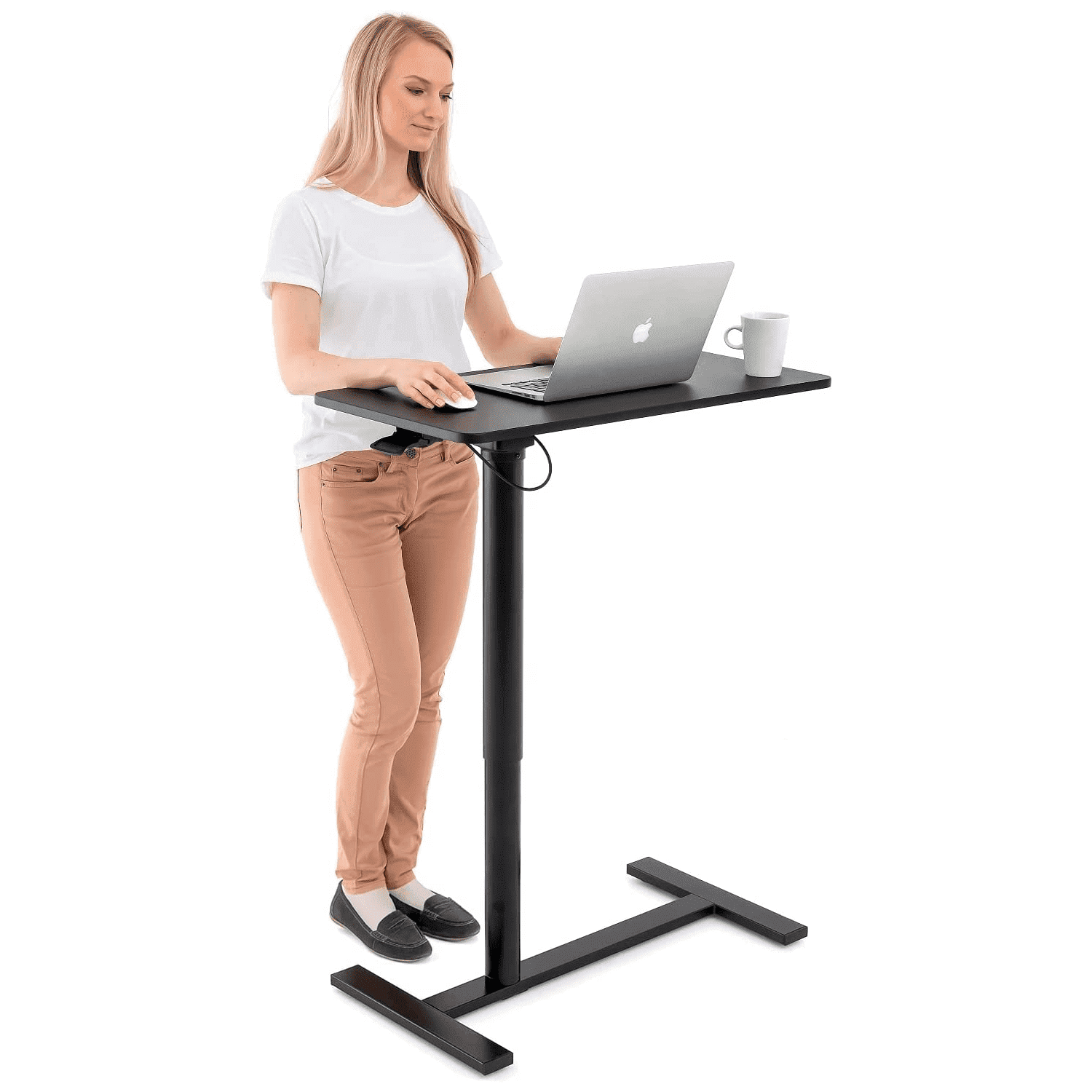 Tatkraft Bliss - Table Élévatrice Pneumatique à Roulettes pour Ordinateur Portable : Hauteur Réglable de 74 à 115 cm