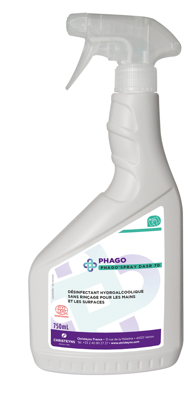 PHOGOSPRAY ECOLABEL DASR DSR Désinfectant SANS RINCAGE 750ML