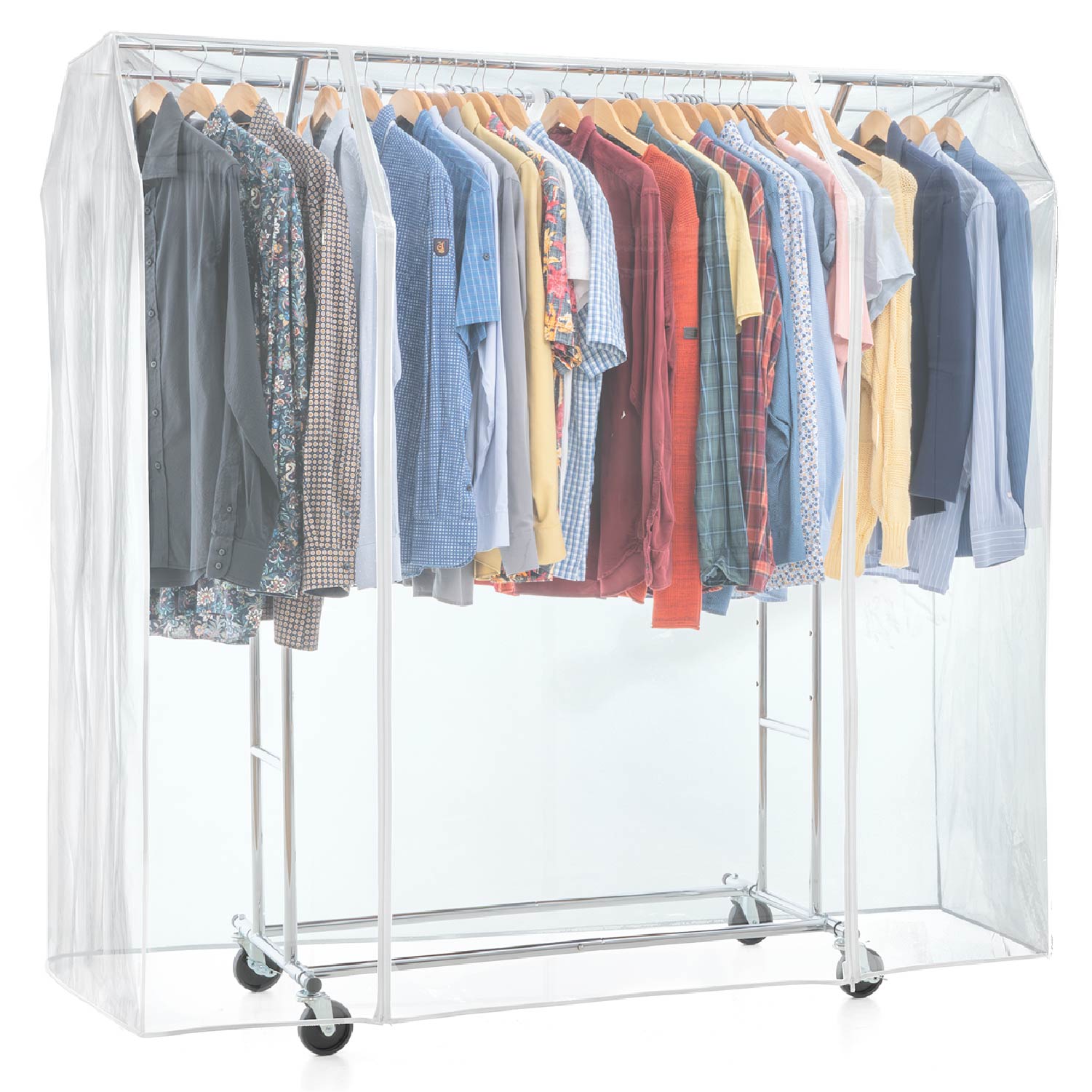 Tatkraft Safe - Housse Portant Vetement, Grande 169x90x170 cm, avec 2 fermetures éclair, protection contre la poussière, rayons UV, Transparent