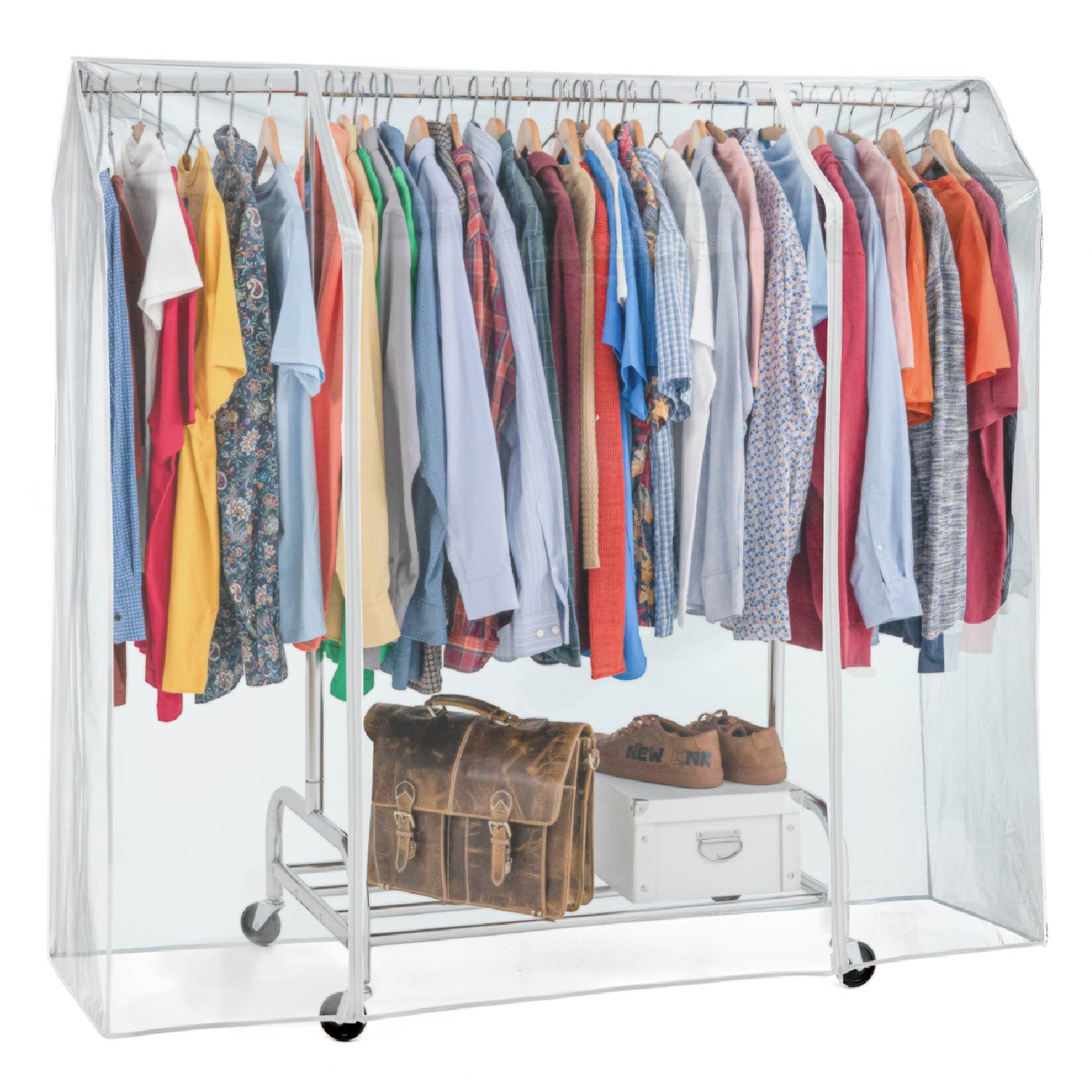 Tatkraft Defender - Housse pour portant vetement, 160x60x145 cm, avec 2 fermetures éclair, Transparente, protection contre la poussière et l’humidité