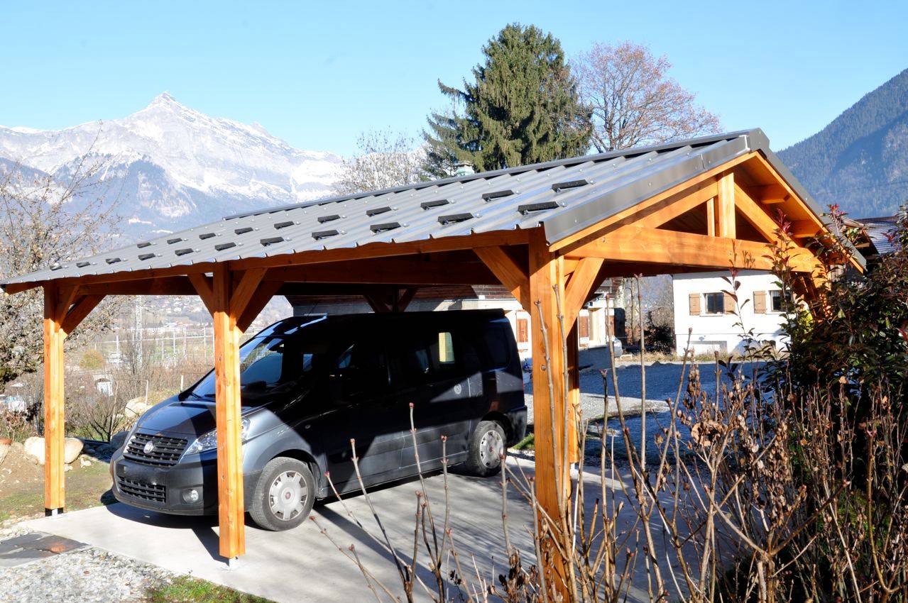 Abri deux Pentes pour Voiture Bourgogne en Bois CPBF - 550 x 950 cm