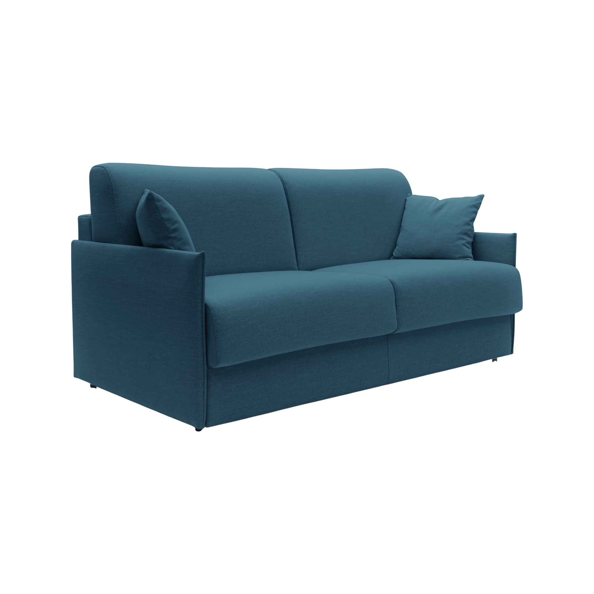 Canapé convertible tissu recyclé déhoussable Arthur - Bleu Canard - Grand 2 places