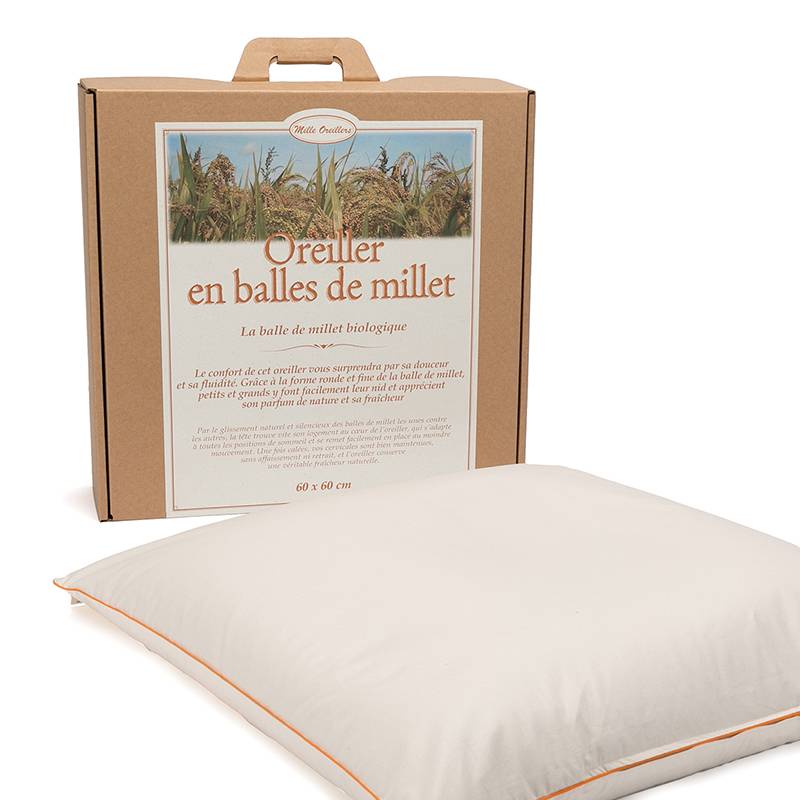 Oreiller ferme en millet biologique, MILLE OREILLERS - 60 x 60 cm
