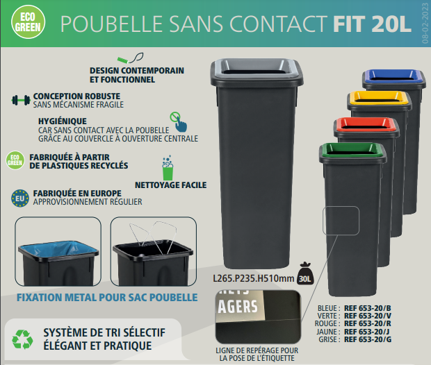 POUBELLE SANS CONTACT FIT NOIRE