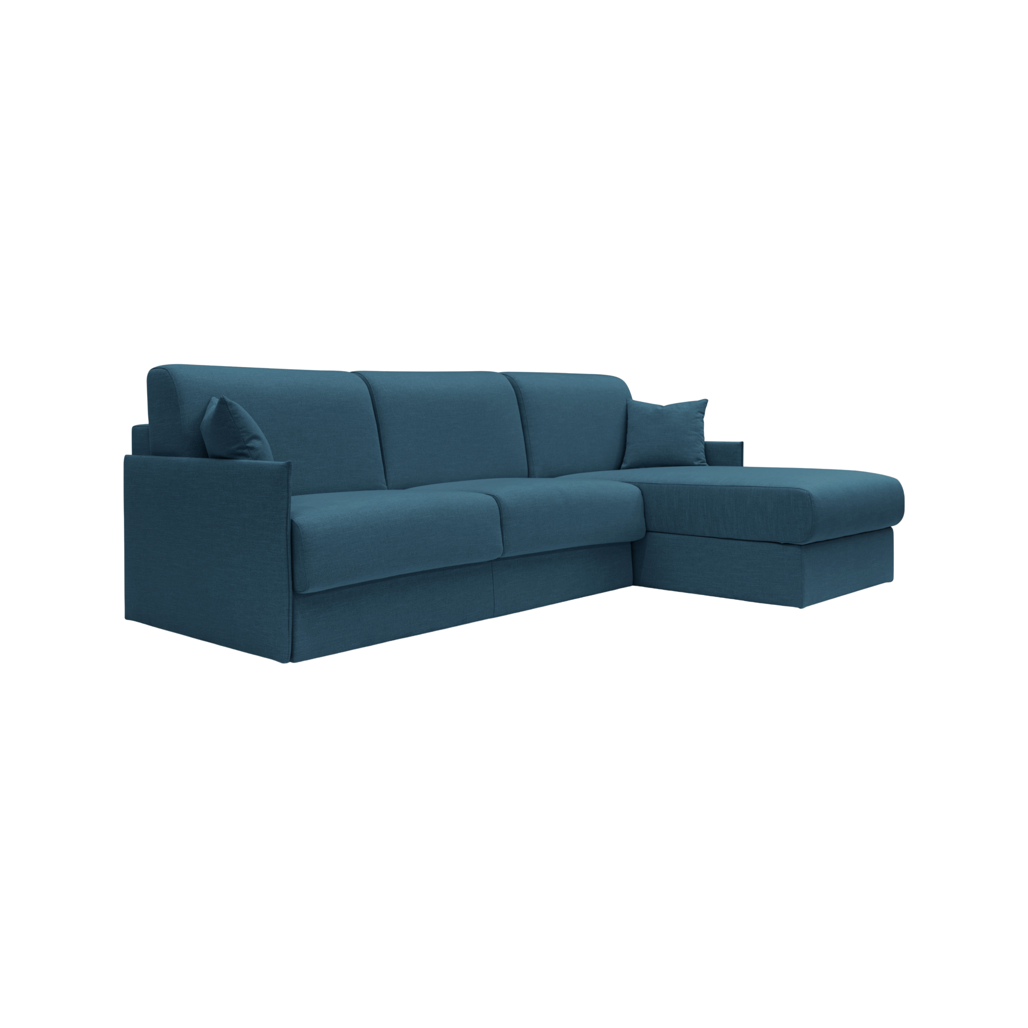 Canapé d'angle convertible et réversible tissu recyclé déhoussable Arthur - Bleu Canard - Grand 2 places