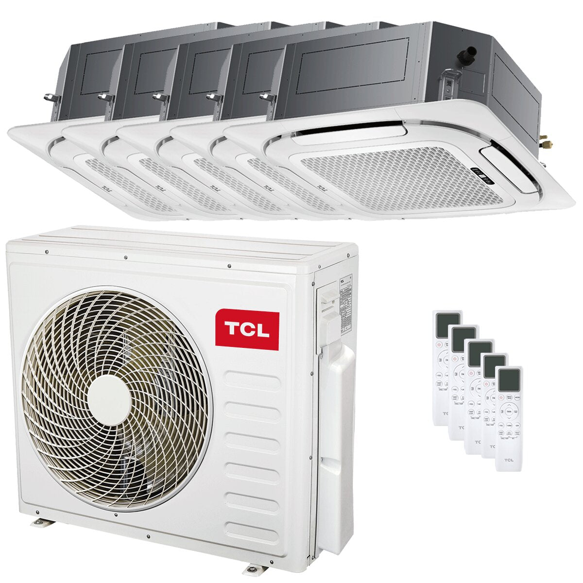 TCL Cassette 4-way air conditioner S Series penta split 9000+9000+9000+18000+18000 BTU inverter A++ wifi external unit 12.2 kW