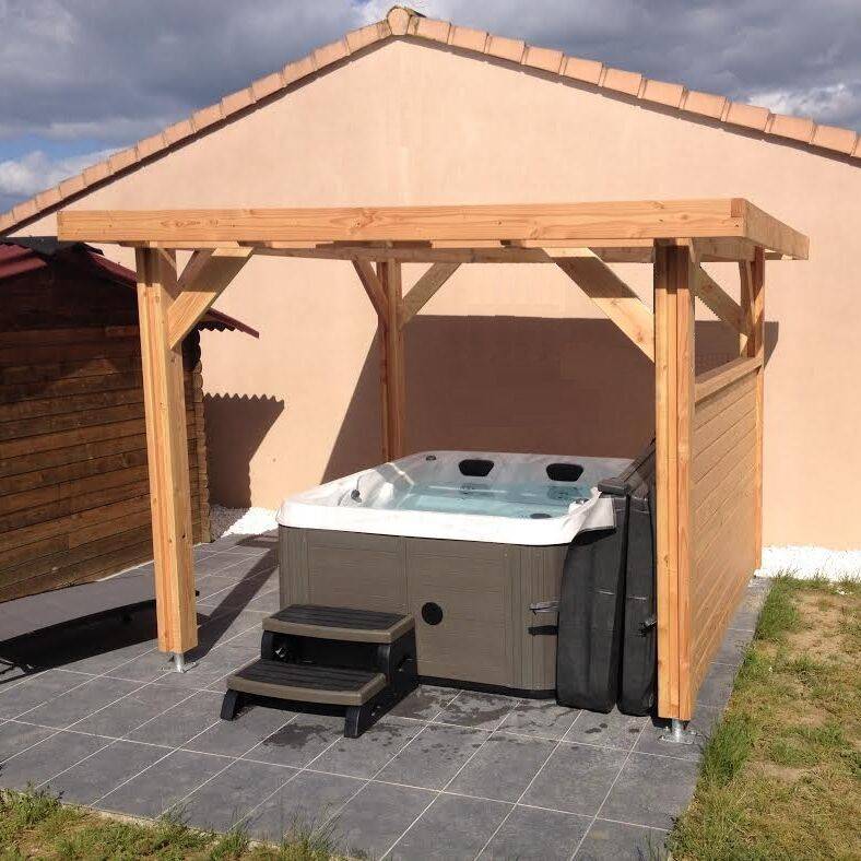 Abri Toit Plat pour Voiture Île de France en Bois CPBF - 650 x 500 cm