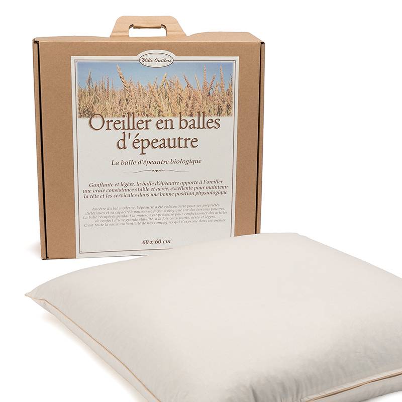 Oreiller ferme d'épeautre biologique, MILLE OREILLERS - 60 x 60 cm
