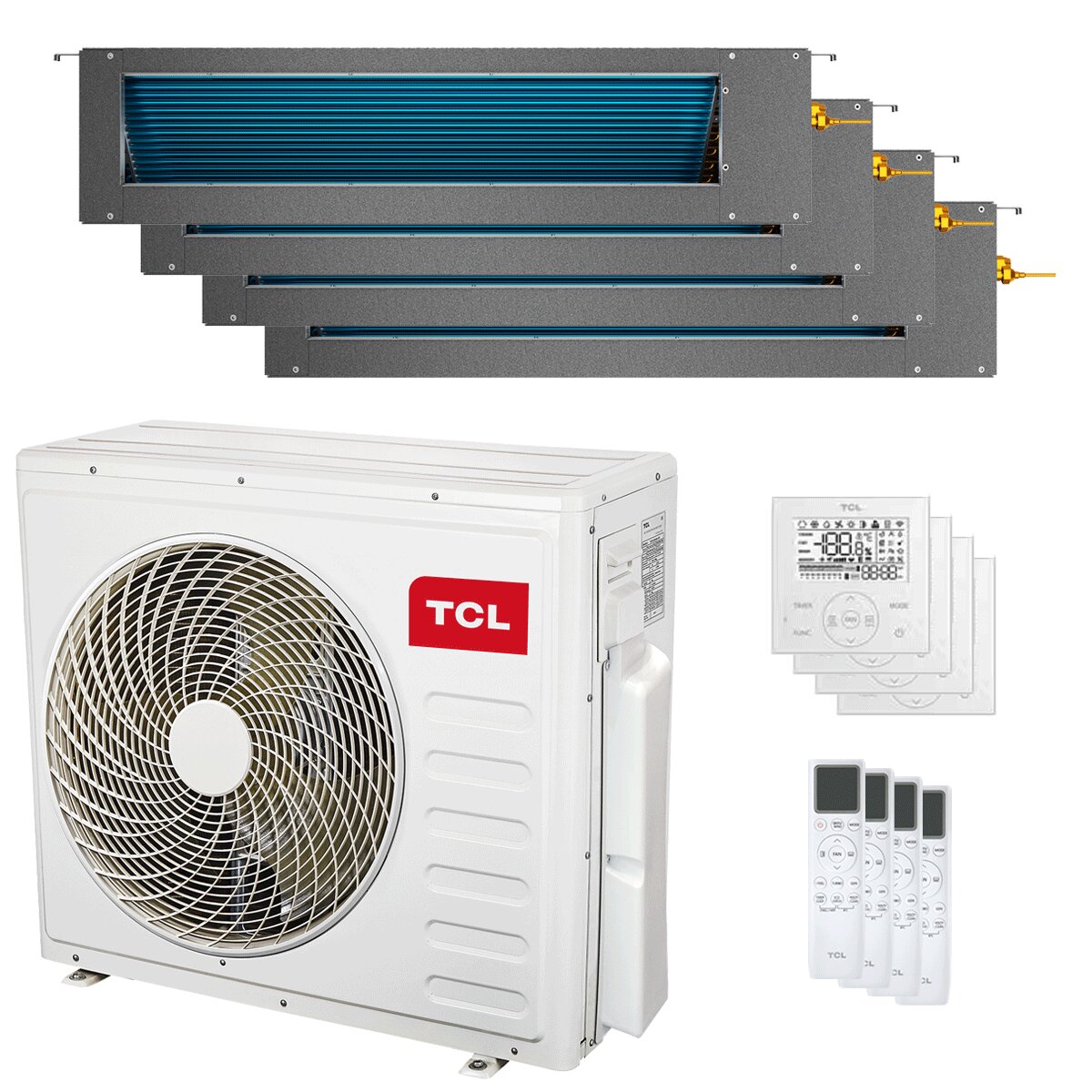 TCL Ducted Air Conditioner D Series Quadri Split 9000+12000+18000+18000 BTU Inverter A++ Wifi External Unit 12.2 kW