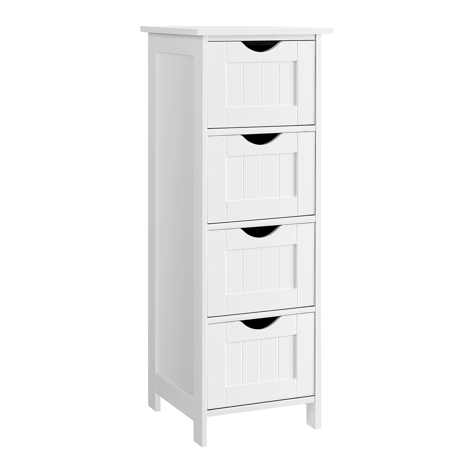 Vasagle Meuble de Salle de Bain sur Pieds, Meuble de Rangement avec 4 Tiroirs, Blanc