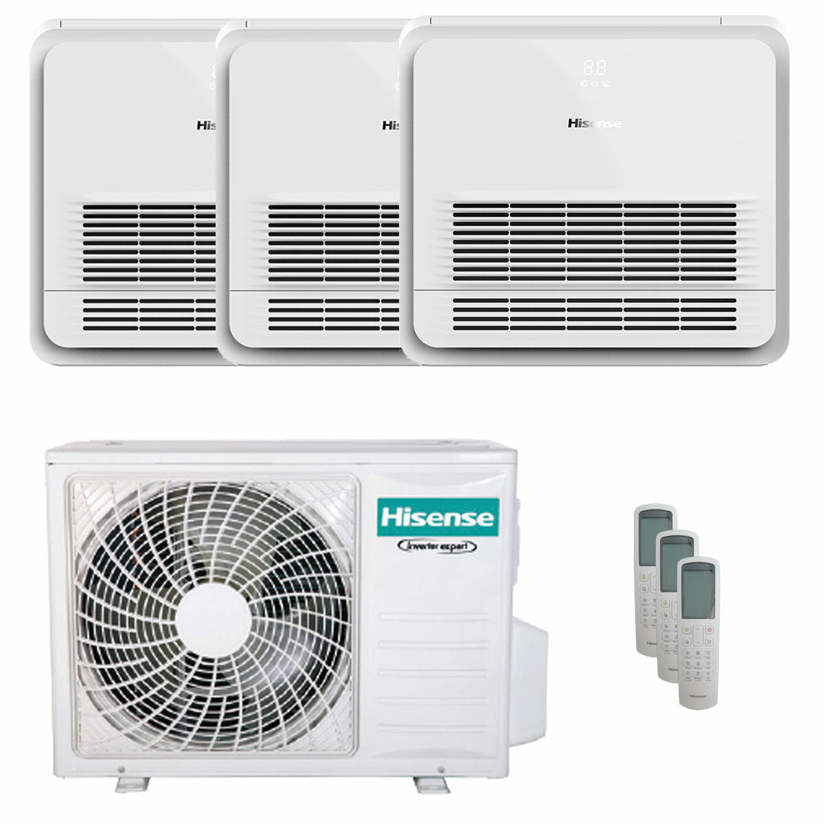 Hisense Console AKT trial split air conditioner 9000+9000+9000 BTU inverter A++ outdoor unit 6.3 kW