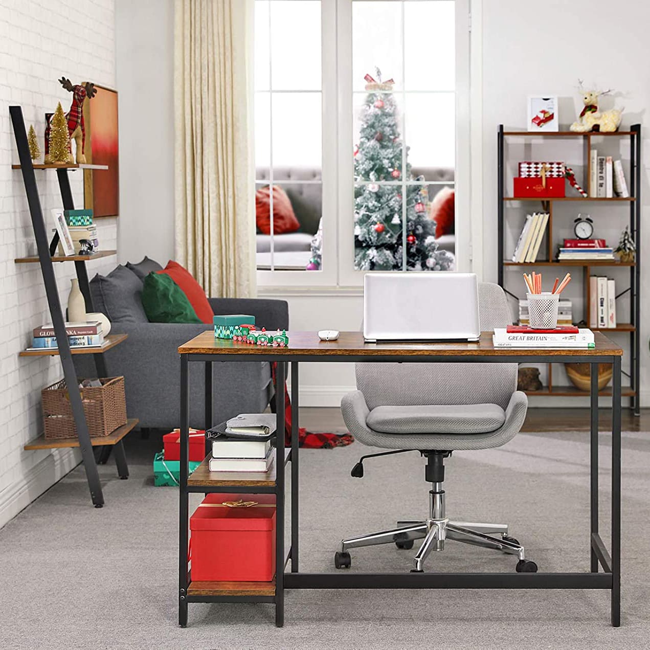 VASAGLE - Bureau ordinateur, bureau, table d'ordinateur, table PC, table de bureau, avec 2 étagères à droite ou à gauche