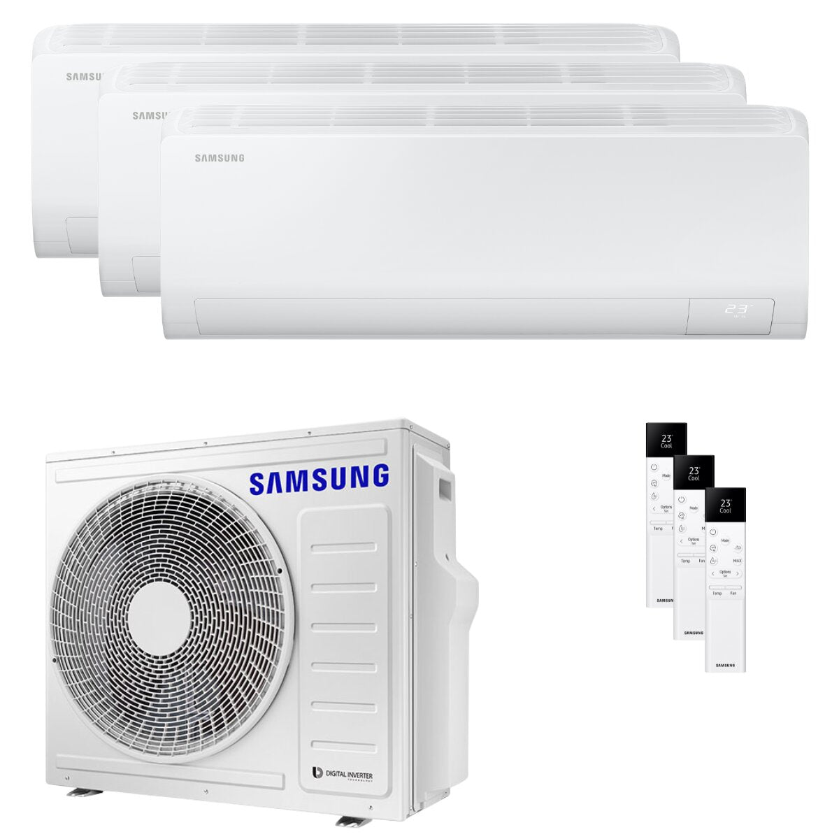 Samsung Cebu S2 trial split air conditioner 9000+12000+12000 BTU inverter A++ wifi external unit 6.8 kW
