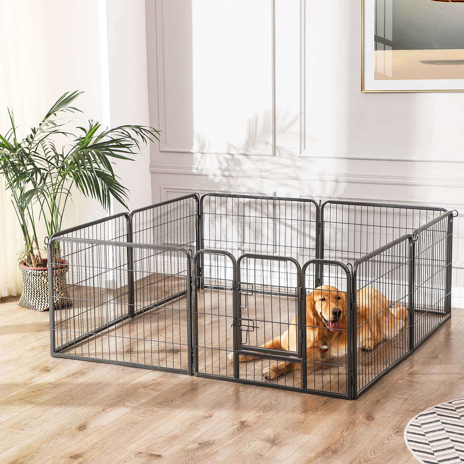 Feandrea - Parc pour Chien, 8 Grilles de 77x60 cm, Clôture, Enclos, Gris
