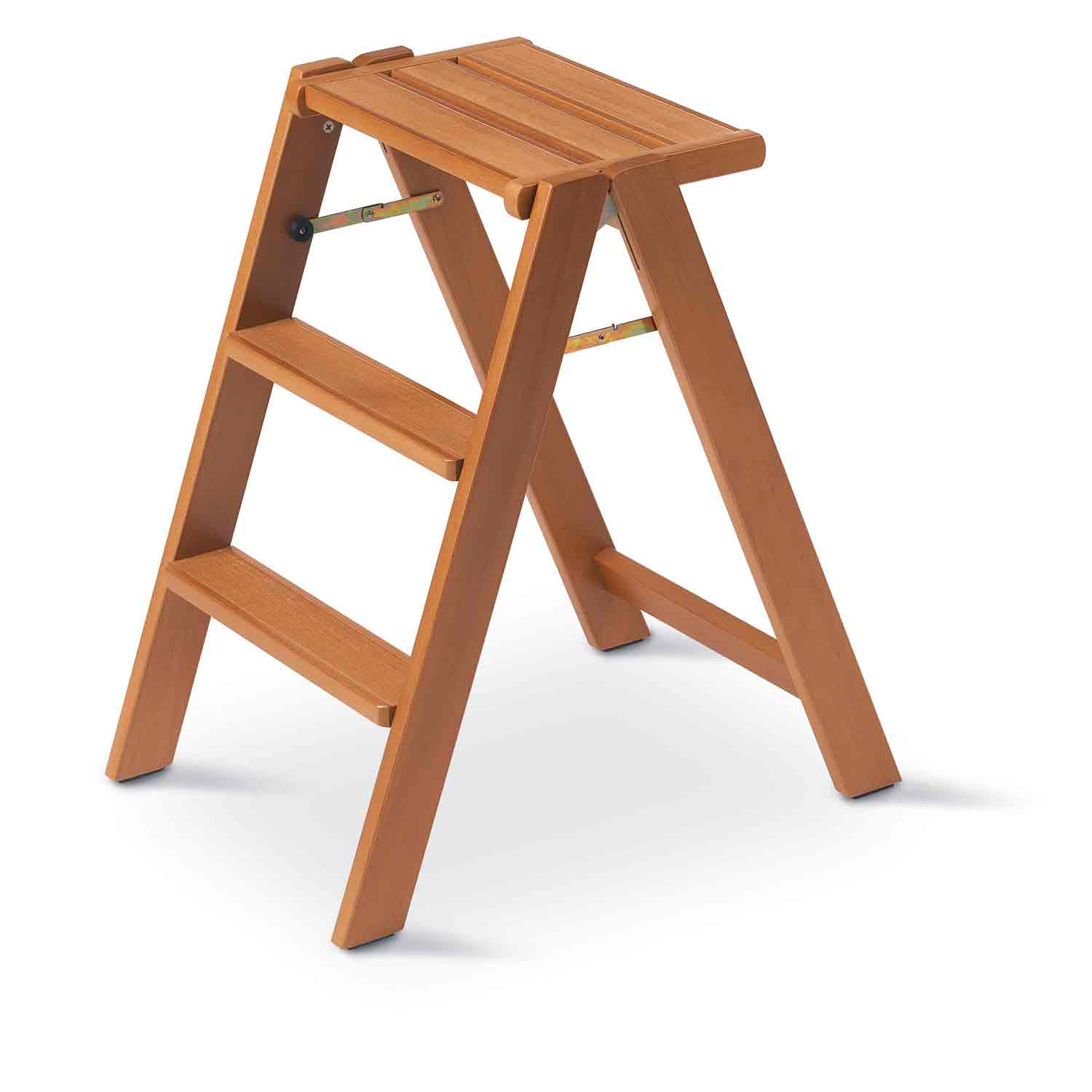 ARIT - Escabeau OSIMO, Escabeau Bois, Escabeau Pliable, tabouret pliant, Petit Escabeau, équipé de 2 marches et d'une large plateforme - couleur cerise