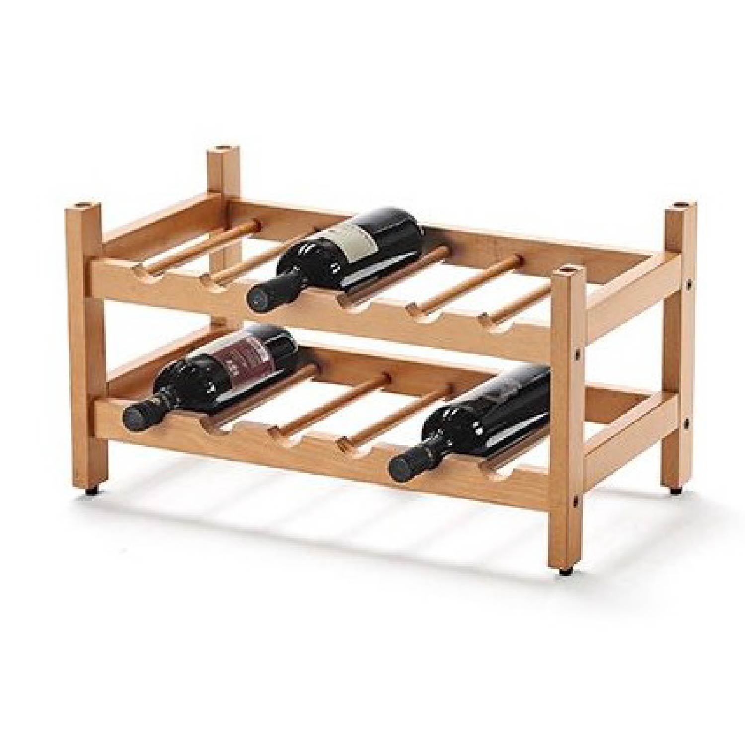 ARIT - Range Bouteille BIRELLONE Porte Bouteille, Casier a Bouteille, Porte Bouteille Vin, en hêtre massif, 12 places, empilable de 1 à 6, Cerise