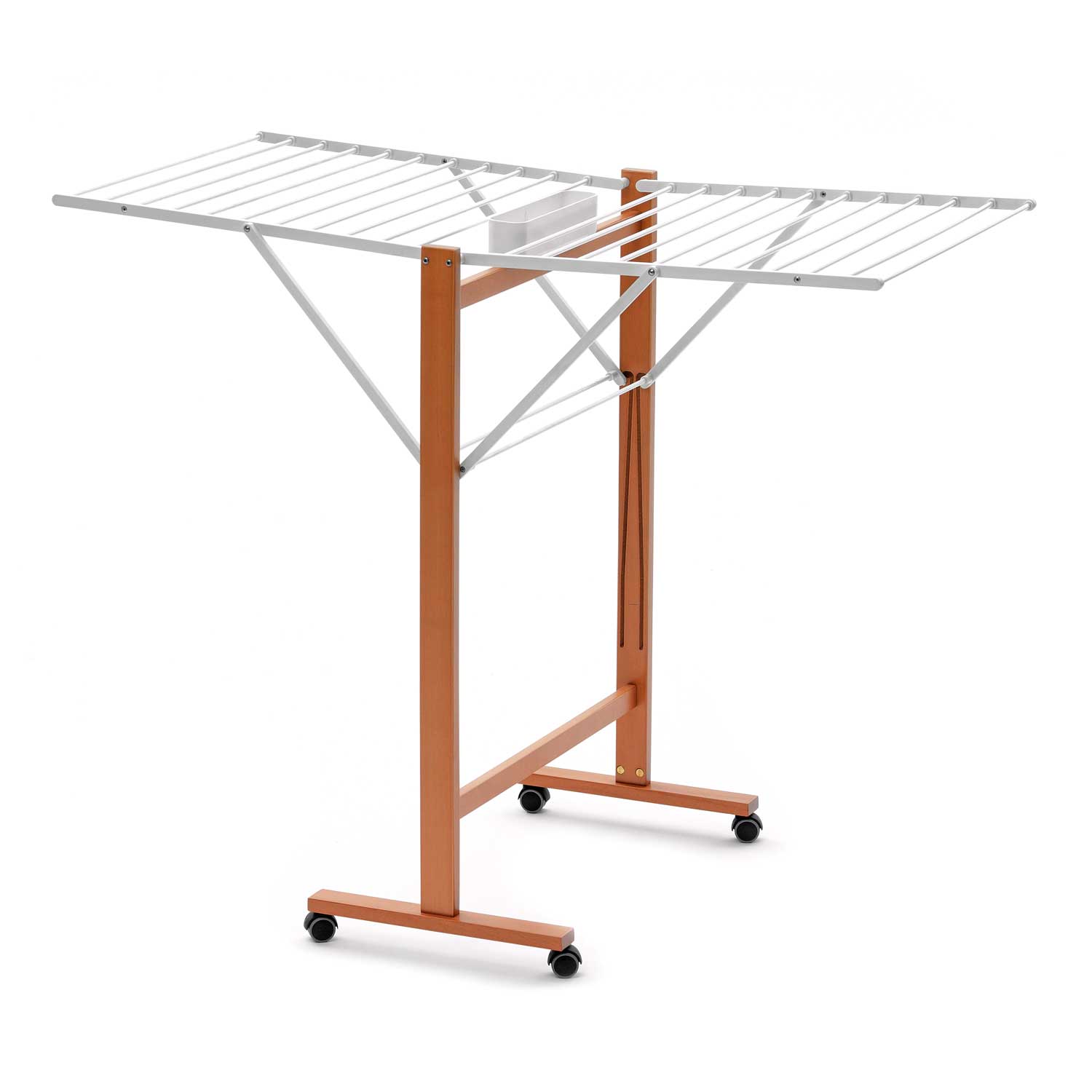 ARIT RONDINE - Étendoir à linge, Étendoir à linge pliable, Corde à linge de 13 m, Panier à pinces à linge, en bois, Couleur bois de cerisier