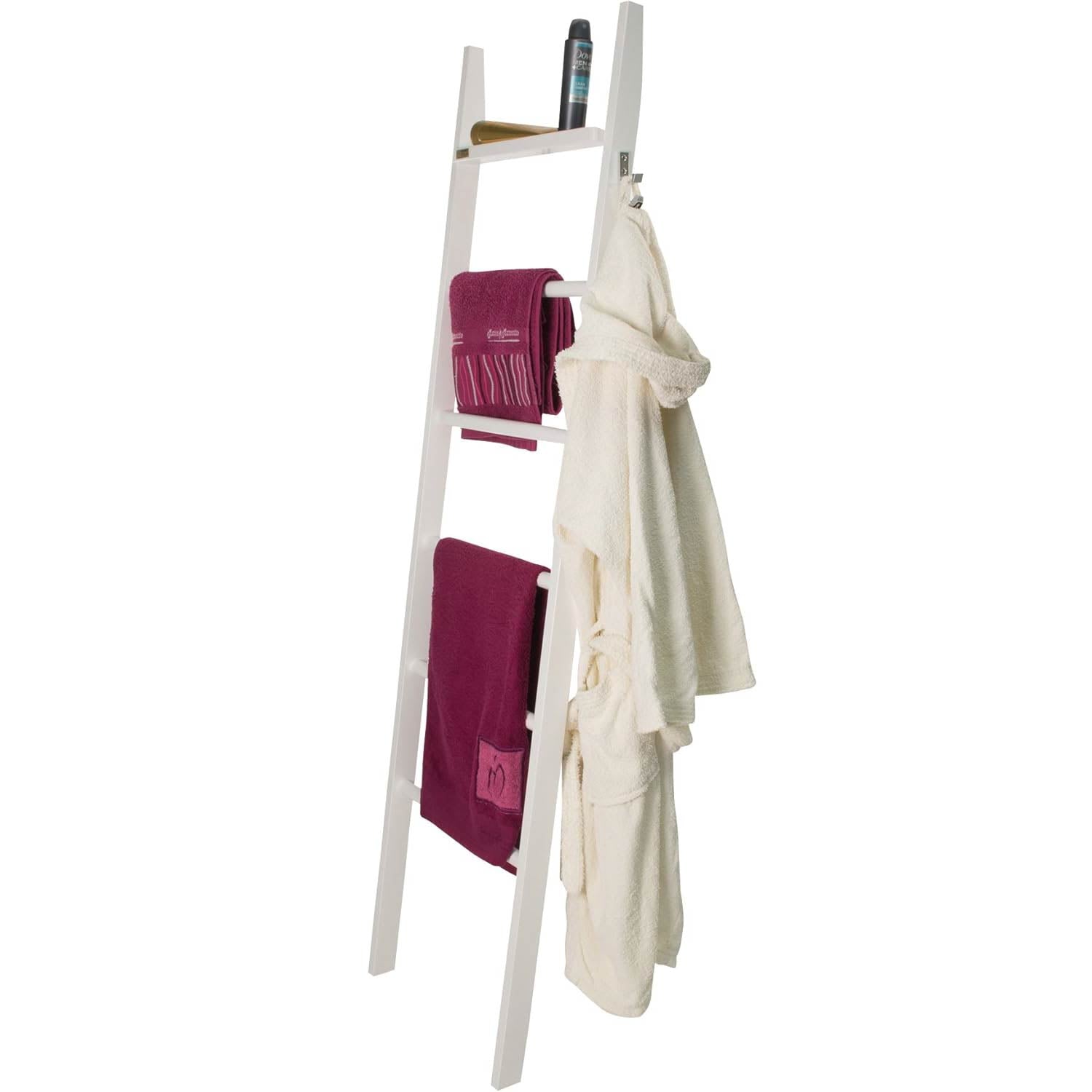 ARIT - Porte serviette bois AXEL Porte serviettes sur pied, Porte serviette salle de bain, avec 5 niveaux, Porte serviette - Couleur blanche