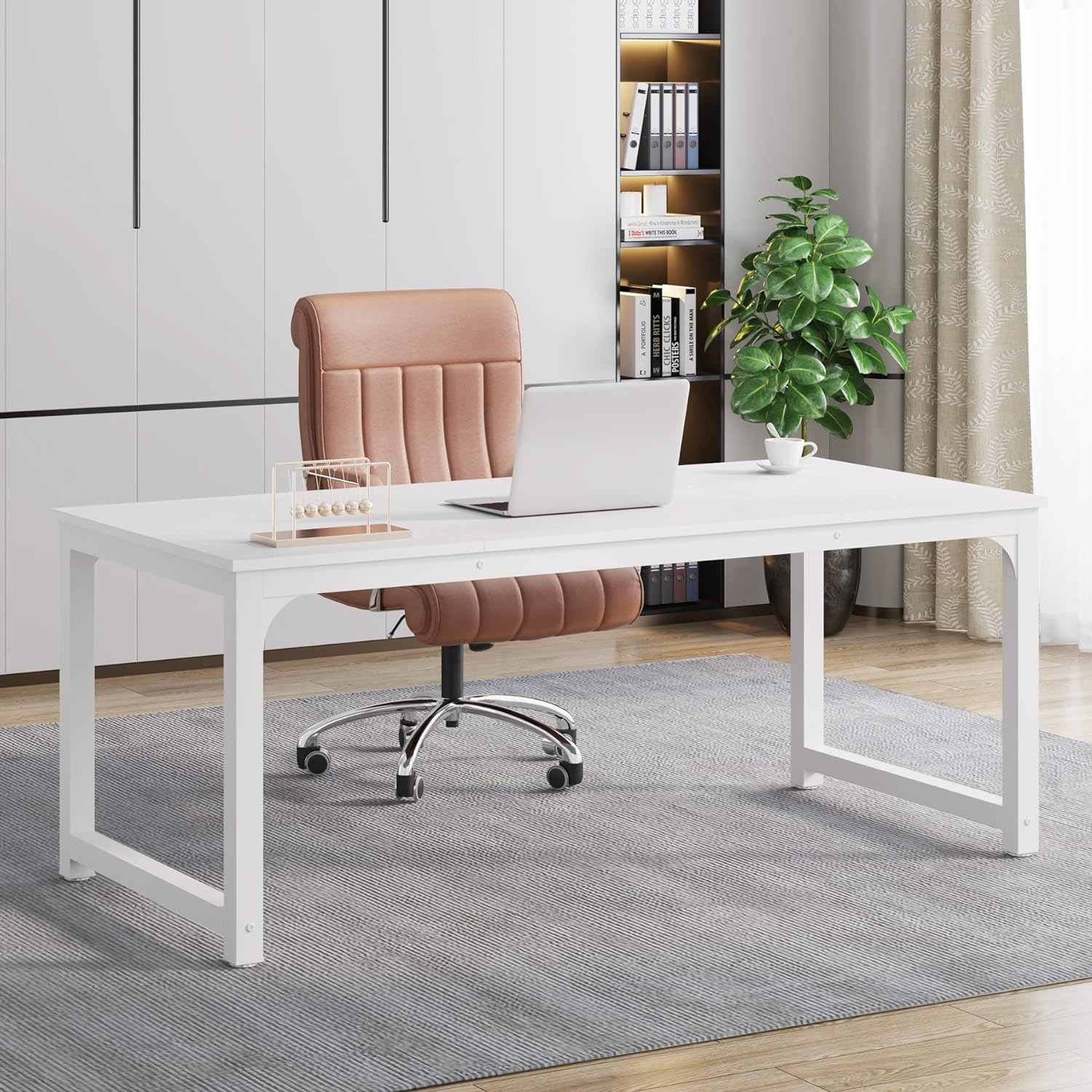 Tribesigns - Bureau Ordinateur, Table de Bureau, Bureau pour Ordinateur, Table Ordinateur, Bureau d'ordinateur, Facile à Monter, 160x80x75 cm, Blanc