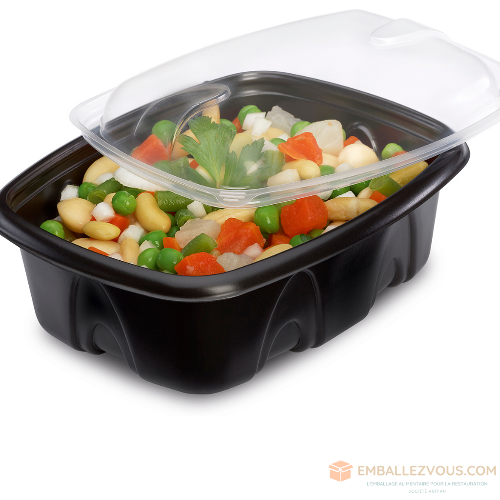 BARQUETTE AVEC COUVERCLE ARCHIPACK CHAUD RECTANGLE PLASTIQUE TRANSPARENT PLASTIQUE 375ML VENDU PAR 480 - BCKTP371