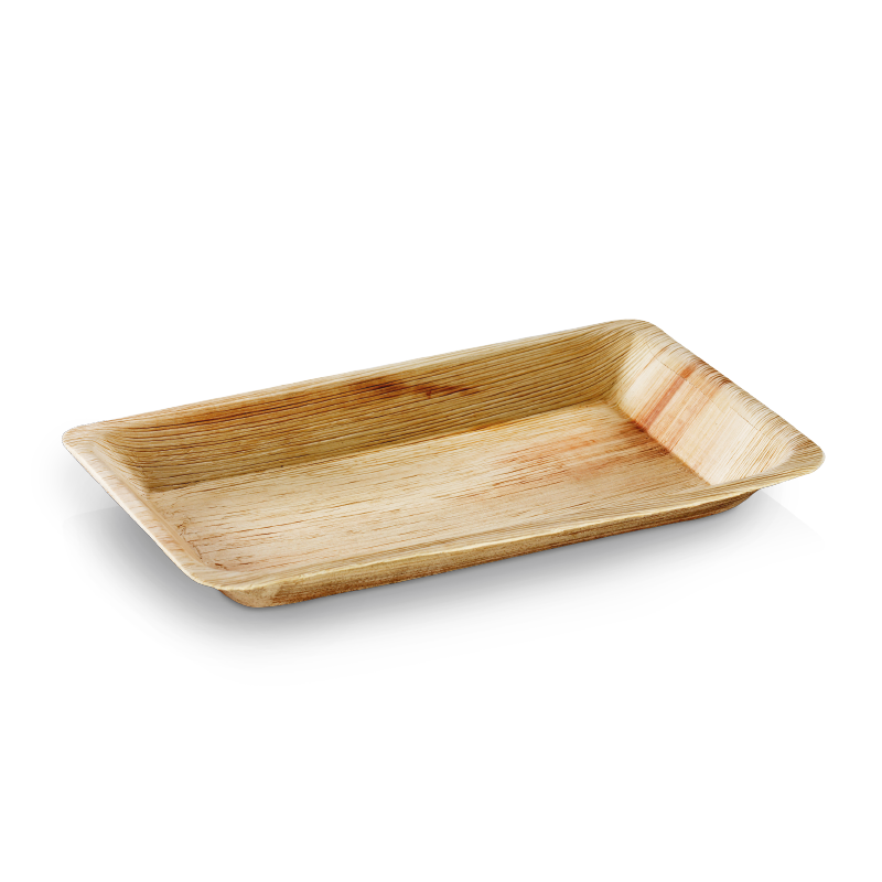 Assiettes rectangles feuille de palmier 16x24cm naturel - vendu par 25