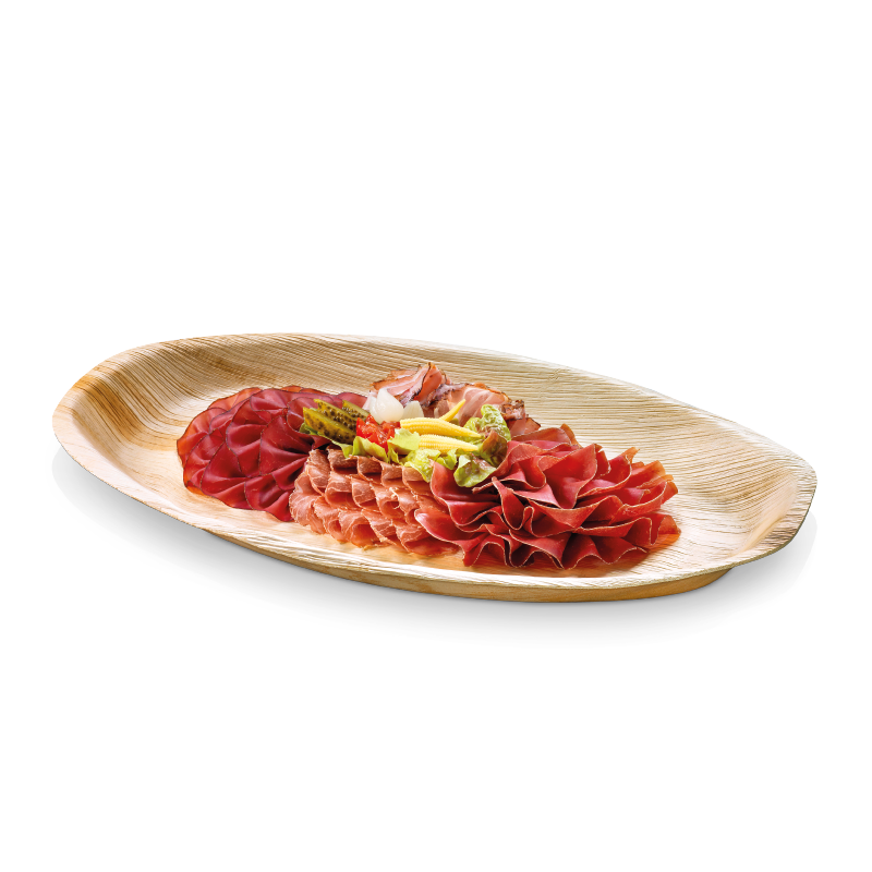 Assiettes ovales feuille de palmier 33,5x23,5x2,5cm - vendu par 25 (PU 0,67€)