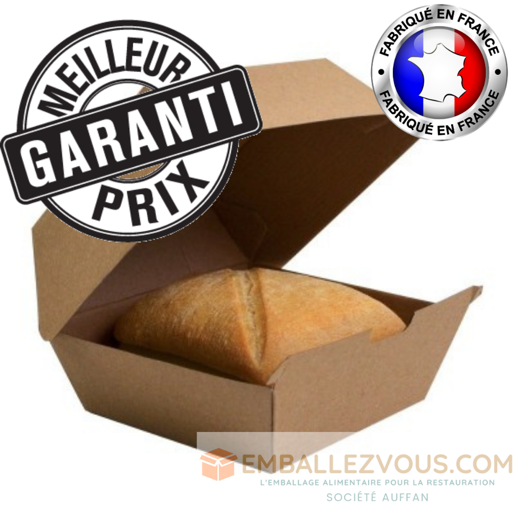 Boîte hamburger 15x14,5x7cm kraft - vendu par 600