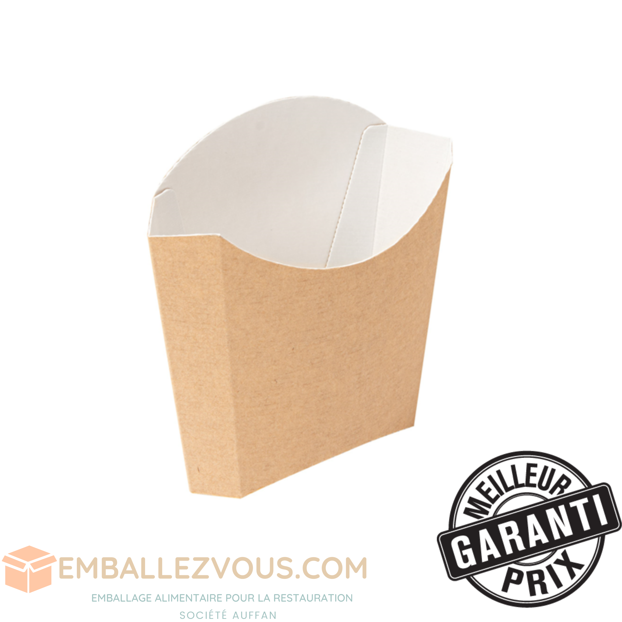 Boîtes à frites standard 135g 13x8x13,5cm carton ondulé nano micro THEPACK BIODEGRADABLE- vendu par 1200 unités