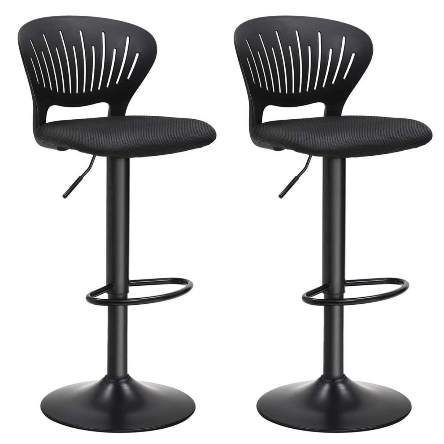 SONGMICS - Ensemble de 2 tabourets de bar, tabourets de bar, réglables en hauteur avec dossier en forme de couronne, orientables à 360°