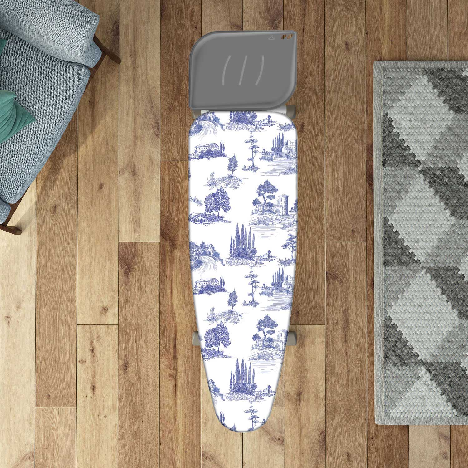 Colombo Tuscan Summer - Housse table à repasser, format XL 140 × 55 cm, 100 % Сoton et Molleton épais, avec clip de fixation, Fabriquée en Italie