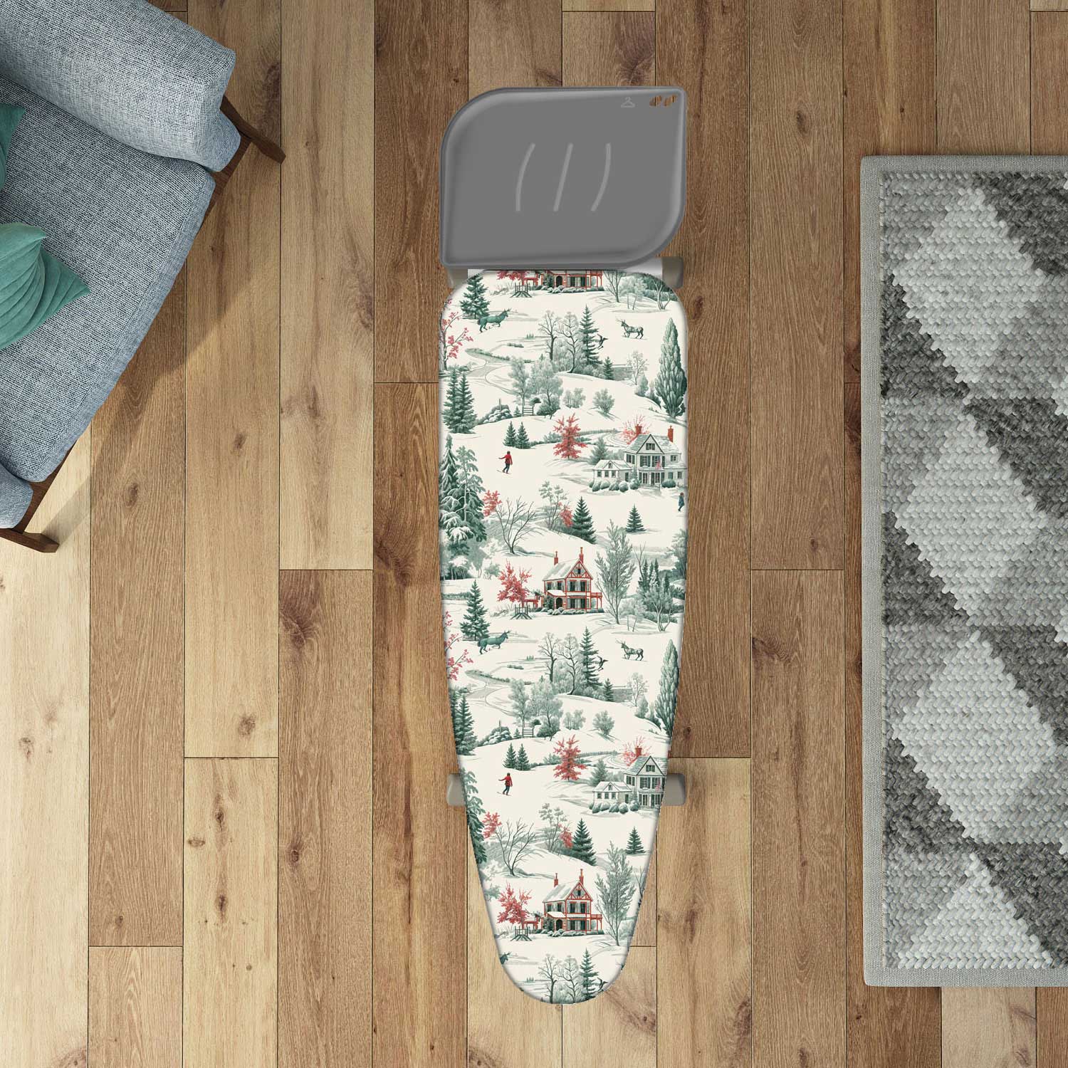 Colombo Winter Alps - Housse table à repasser, format XL 140 × 55 cm, 100 % Сoton et Molleton épais, avec clip de fixation, Fabriquée en Italie