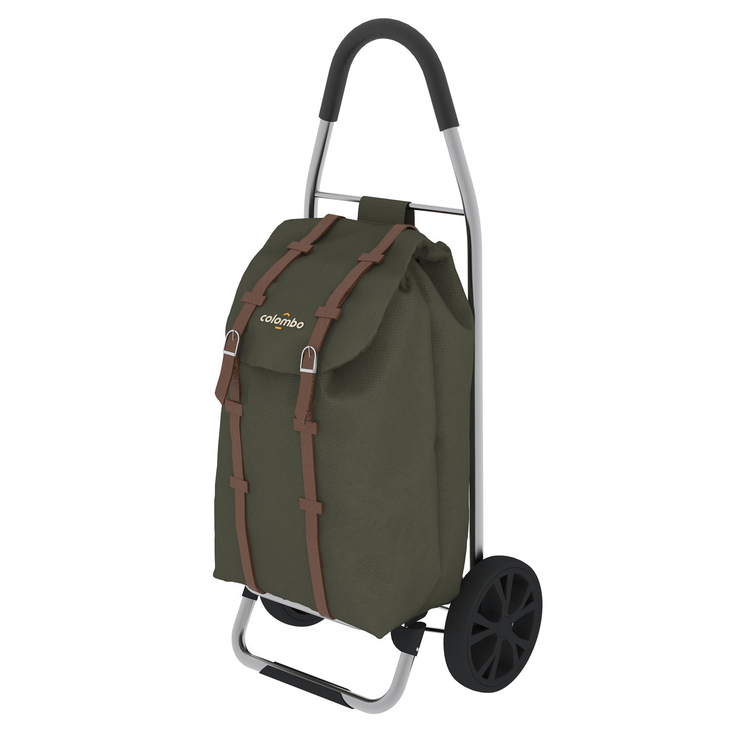 Colombo DAKAR - Chariot de Course,Chariot de Course Pliable, Capacité maximale 50 L, Sac polyester imperméable, Vert militaire