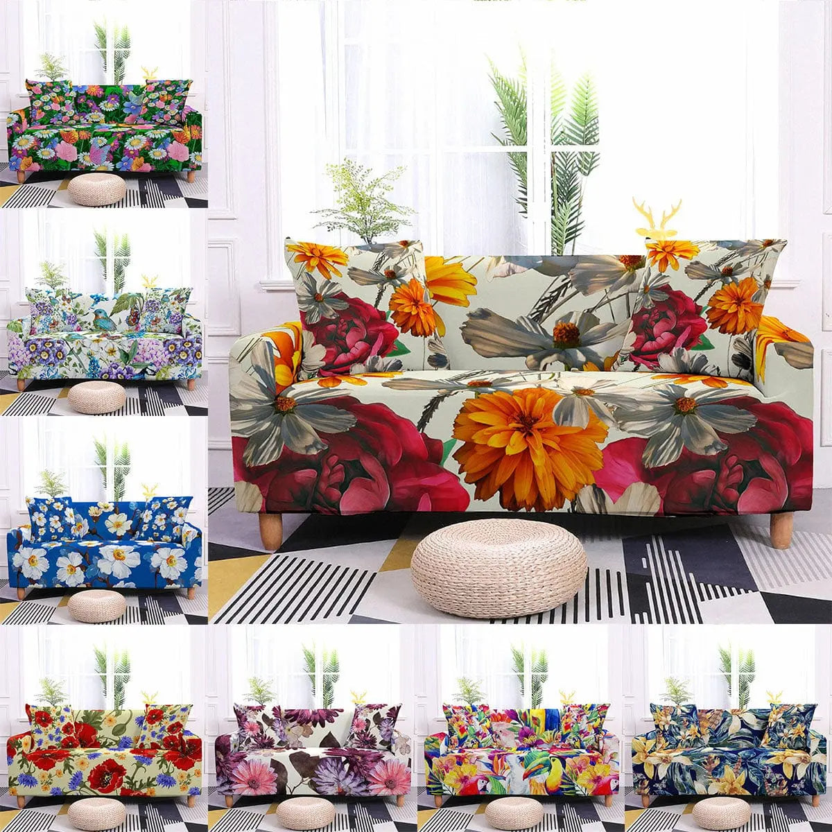 FLORALO - Housse canapé extensible