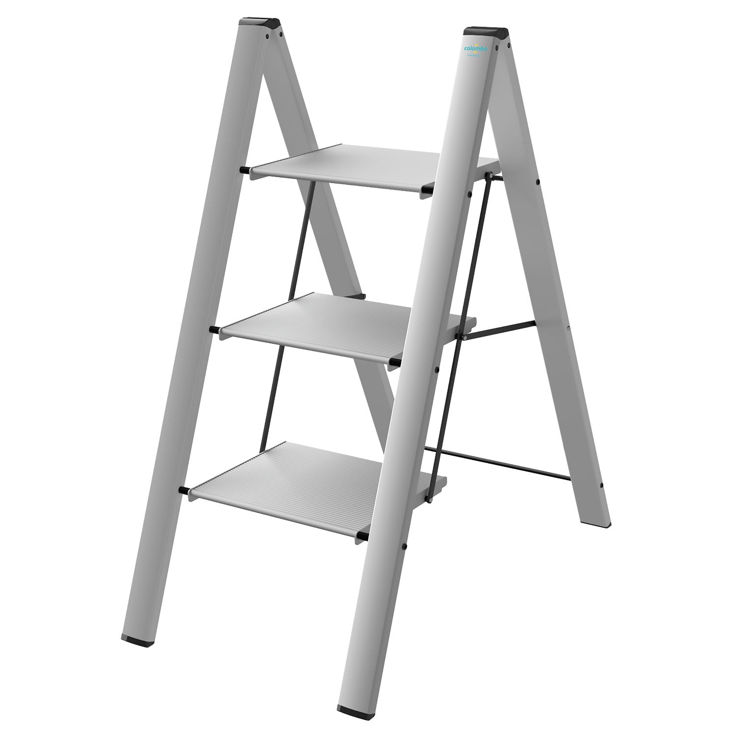 Colombo Leonardo 3 - Escabeau 3 Marches, Petit Escabeau Pliable, Marchepieds en aluminium, 3 marches