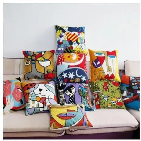 Housse de coussin brodée Roy Painting