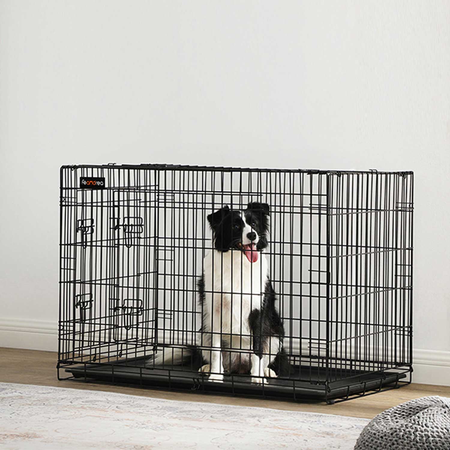 Feandrea - Cage pour Chien, Caisse Chien, Pliable avec 2 Portes, Plateau Amovible, 107 x 70 x 77,5 cm, Taille XL, Facile à assembler, Noir