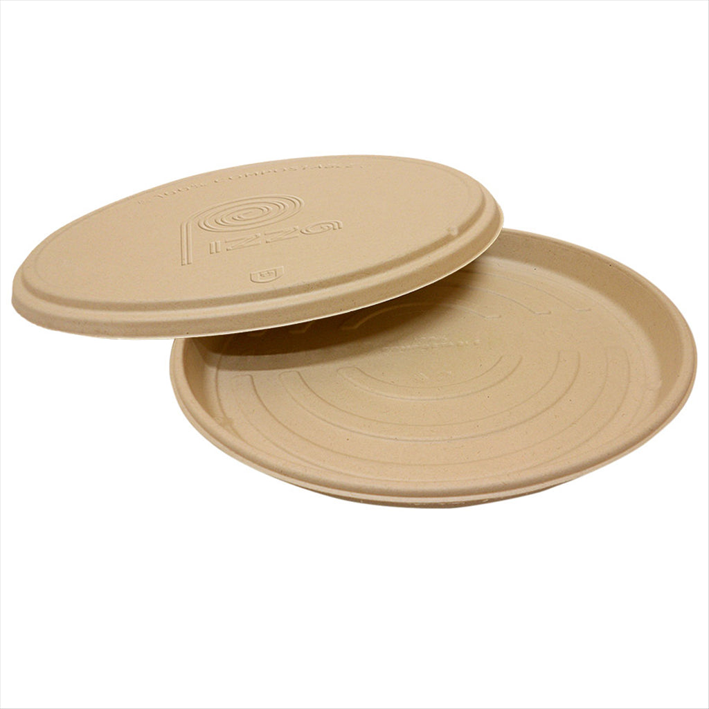Bases récipient pizza compostable et biodegradable ø 35,7x3,3 cm naturel canne à sucre - vendu par 150 (PU 0,51€)
