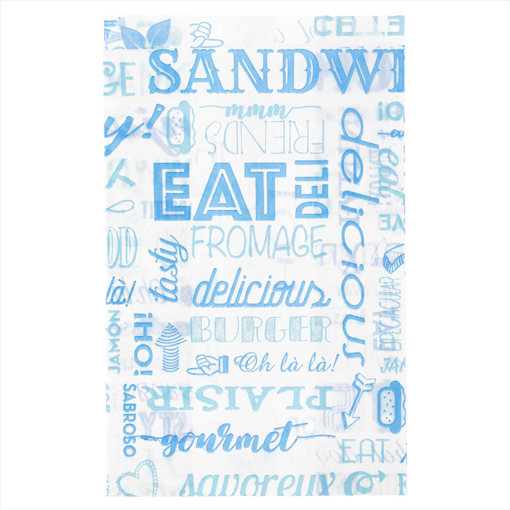 Pochettes burgers 'parole' 12+7x18cm bleu ingraissable - vendu par 500 (PU 0,019€)